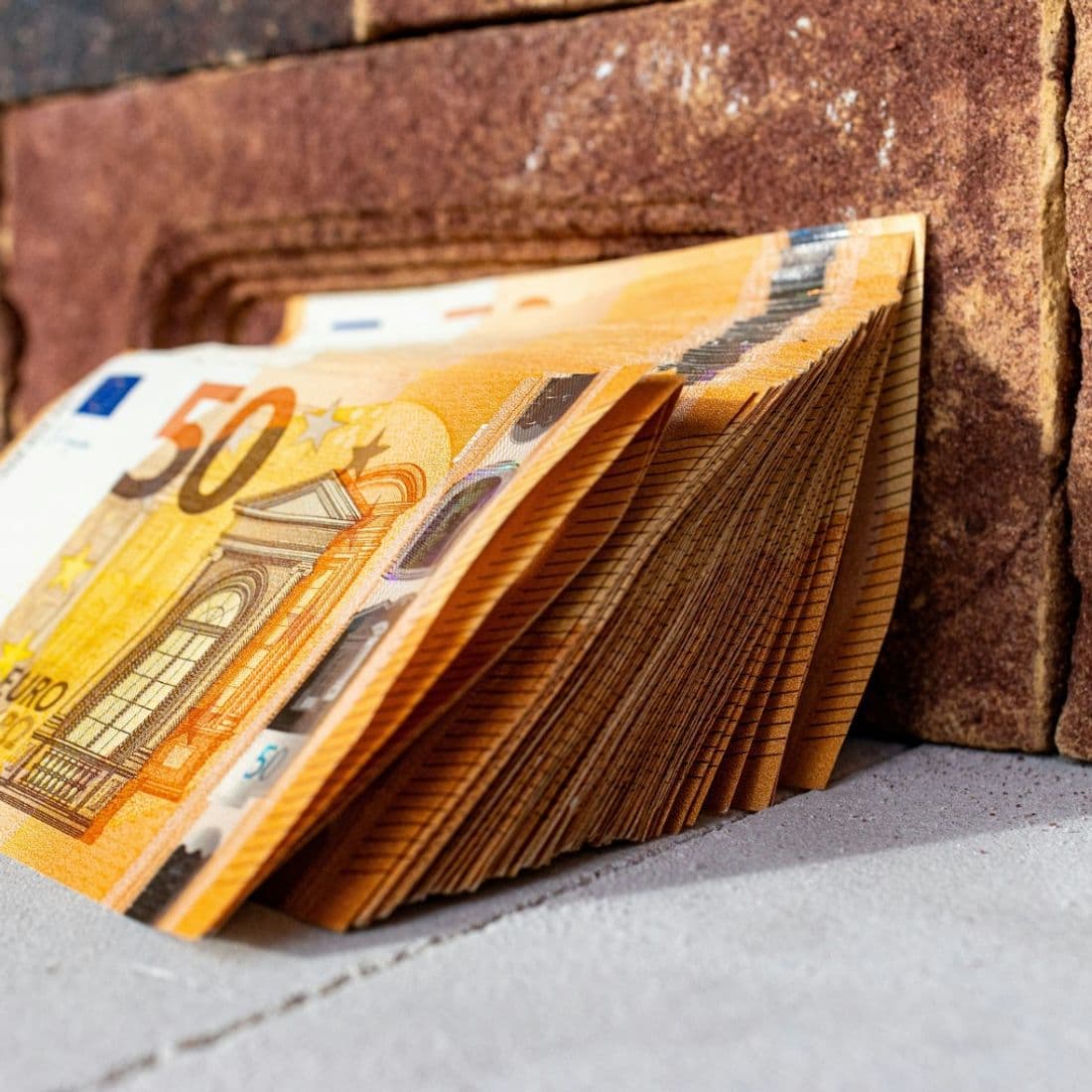 Stack of 50-euro bills.