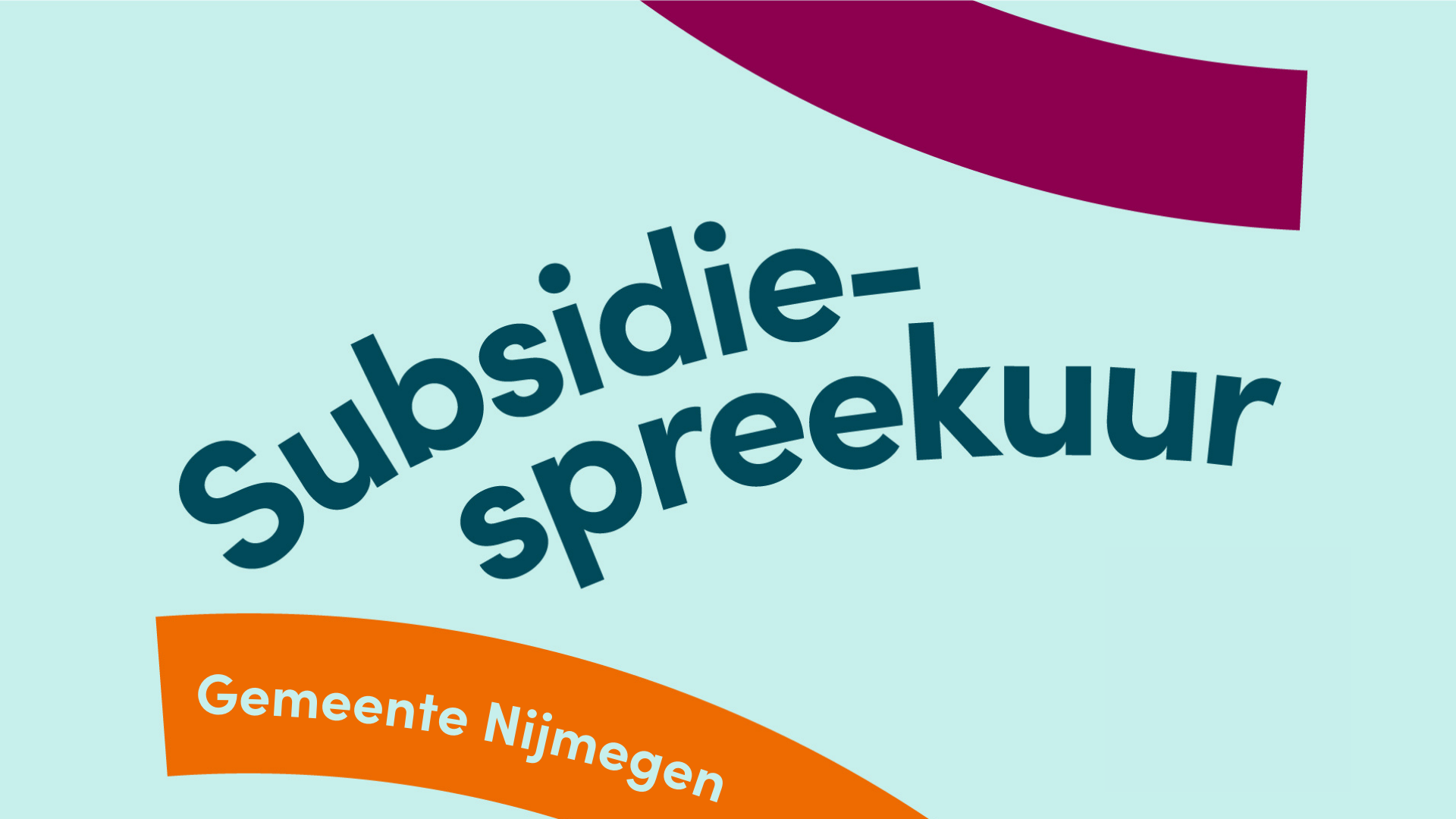 De tekst 'Subsidiespreekuur Gemeente Nijmegen' met Cultuur Academy huisstijl.